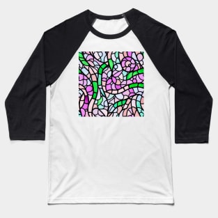 Pastel Garden - Stained Glass Design Art Baseball T-Shirt